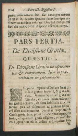 Pars Tertia. De Divisione Gratiae.