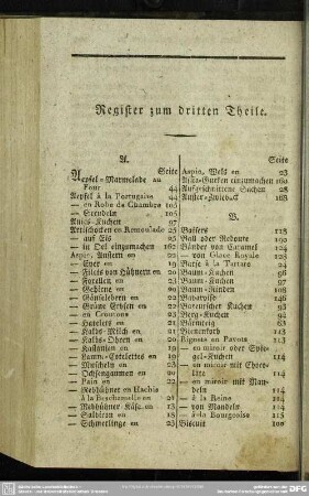 Register zum dritten Theile