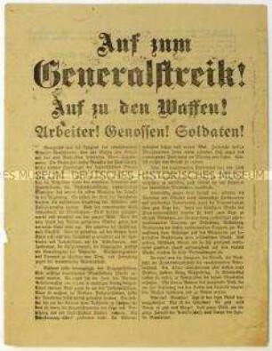 Aufruf zum Generalstreik im Zuge des Januaraufstandes 1919 in Berlin
