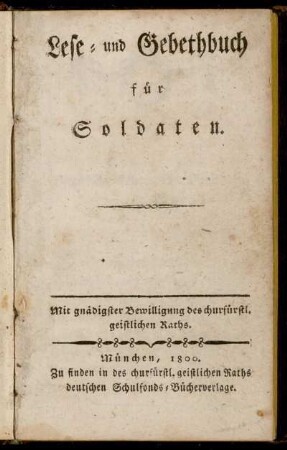 Lese- und Gebethbuch für Soldaten