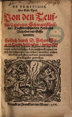 De praestigiis, 1.. Von den Teuffeln, Zauberern ...