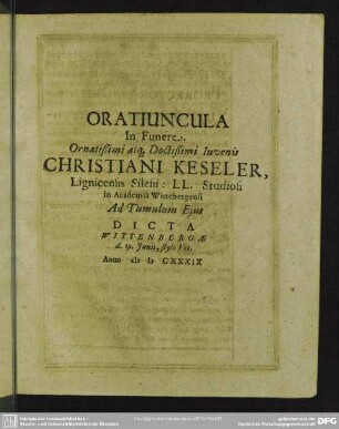 Oratiuncula In Funere