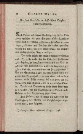Vierte Reihe. Über das Aderlassen in äusserlichen Entzündungskrankheiten.