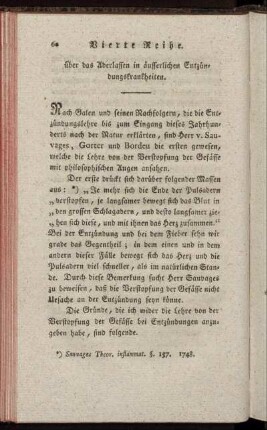 Vierte Reihe. Über das Aderlassen in äusserlichen Entzündungskrankheiten.