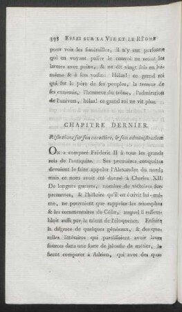 Chapitre Dernier. Réflexions sur son caractère, & son administration