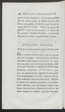 Chapitre Dernier. Réflexions sur son caractère, & son administration