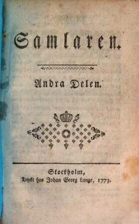 Samlaren. 2 = St. 17 - 32. 1773