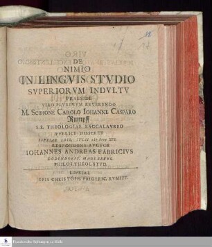 De Nimio In Lingvis Stvdio