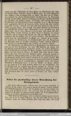 Ueber die zweckmäßige innere Einrichtung der Wohngebäude