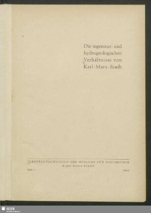 Die ingenieur- und hydrogeologischen Verhältnisse von Karl-Marx-Stadt