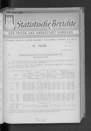 Hamburger Preisindexziffern für die Lebenshaltung im September 1956 : Lfd. Nr. 26