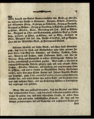 Wir Leopold von Gottes Gnaden erwöhlter röm. Kaiser ...