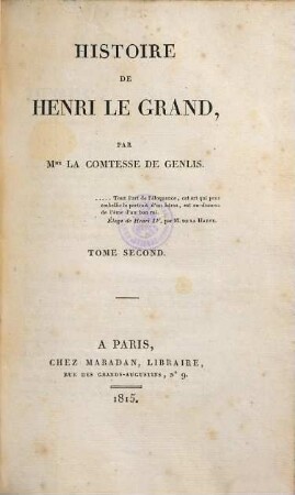 Histoire de Henri le Grand, 2 (1815)