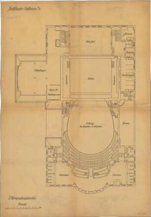 Fischer, Theodor; Heilbronn; Stadt-Theater - Grundriss 2. OG