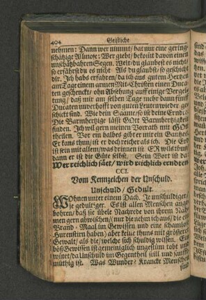 CCI. Vom Kennzeichen der Unschuld. Unschuld / Gedult.