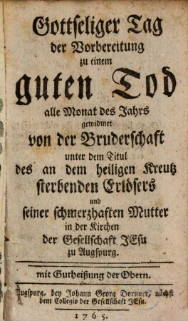 Gottseliger Tag der Vorbereitung zu einem guten Tod