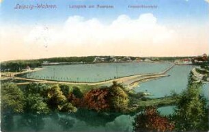 Leipzig-Wahren: Lunapark am Auensee ; Gesamtübersicht [Offizielle Postkarte]