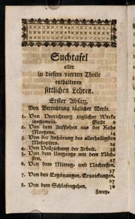 Suchtafel aller in diesem vierten Theile enthaltenen sittlichen Lehren.