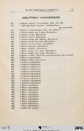 Delftsch Aardewerk (Nr. 651-724)