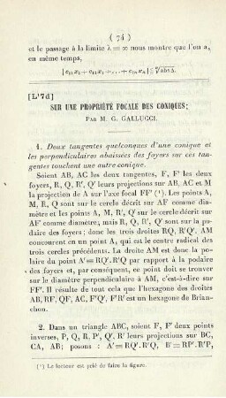 Sur une Propriété Focale des Coniques.