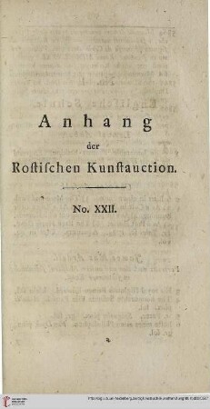 Anhang der Rostischen Kunstauction