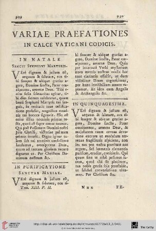 Variae Praefationes in calce Vaticani Codicis