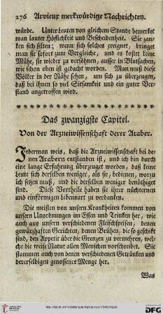 Das zwanzigste Capitel. Von der Arzneiwissenschaft derer Araber