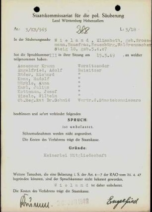 Wieland, Elisabeth, geb. Grossmann