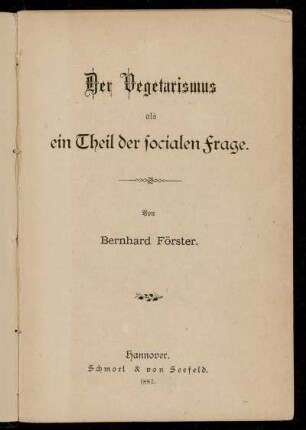 Der Vegetarismus als ein Theil der socialen Frage