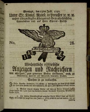 No. 28. Montags, den 13ten Julii, 1750.
