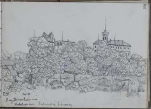 Hohnstein (Sächsische Schweiz): Burg Hohnstein vom Hockstein aus (Skizzenbuch Ernst Morgenstern, Bl. II)