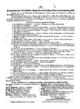 Programm zur vierzehnten allgemeinen deutschen Lehrerversammlung 1863