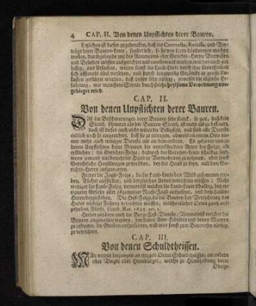 Cap. II. Von denen Unpflichten derer Bauren.