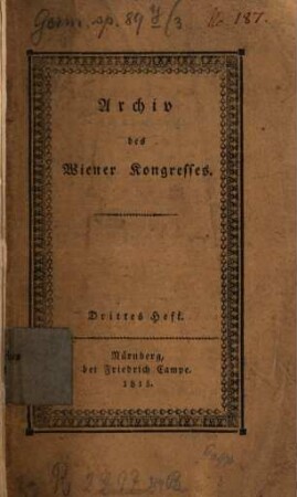 Archiv des Wiener Kongresses. 3. 1815