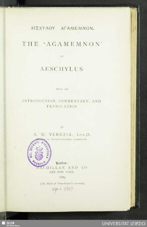 The Agamemnon of Aeschylus