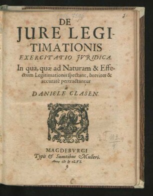 De Iure Legitimationis Exercitatio Iuridica
