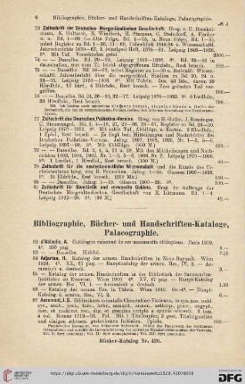 Bibliographie, Bücher- und Handschriften-Kataloge, Palaeographie (Nr. 82-144)