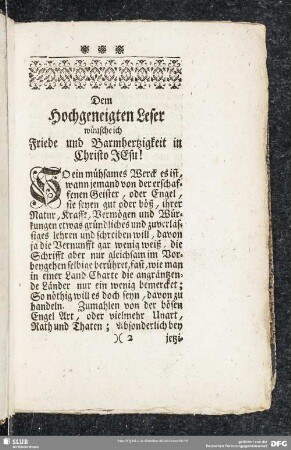 Dem Hochgeneigten Leser wünsche ich Friede und Barmhertzigkeit in Christo JEsu