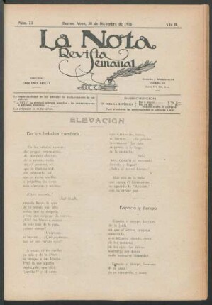 Elevación : En las heladas cumbres... [y] Espacio y tiempo