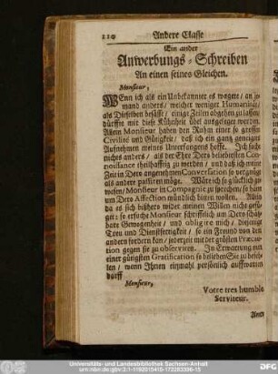 Ein ander Anwerbungs-Schreiben An einen seines Gleichen.