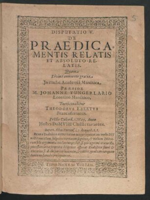 Disputatio V. De Praedicamentis Relatis Et Absoluto-Relatis