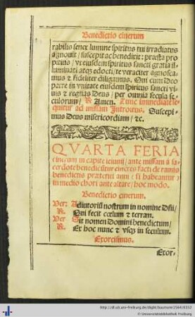Benedictio cinerum in capite ieiunii