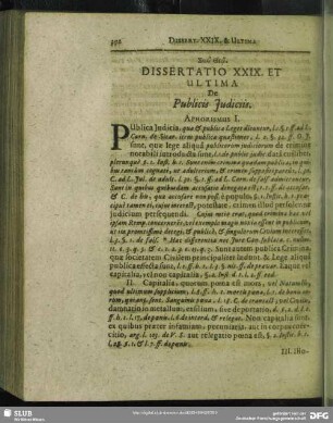 Dissertatio XXIX. Et Ultima De Publicis Judiciis