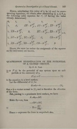 Quaternion investigation of the potential of a closed circuit.