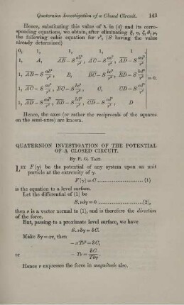 Quaternion investigation of the potential of a closed circuit.