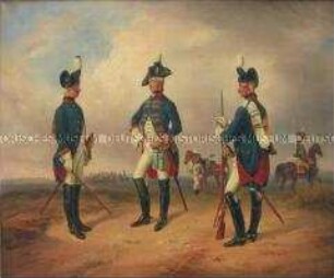Offiziere und Soldaten des Dragoner-Regiments von Borke um 1786