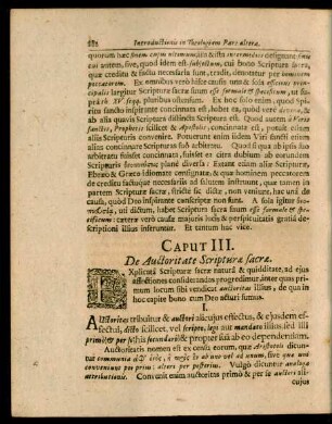 Caput III. De Auctoritate Scripturae sacrae.
