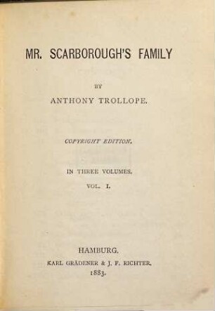 Mr. Scarborough's family : by Anthony Trollope, 1
