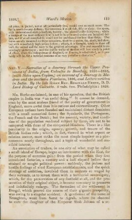 Art. V. Narrative of Journey through the upper Province of India, ...