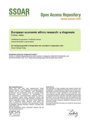 European economic ethics research: a diagnosis